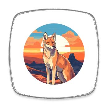 Coyote Aquarelle Colorée Dessin Animé Kawaii Animal - Magnet carré - blanc - Devant