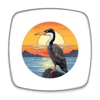Kormoran Bunte Aquarell-Karikatur Kawaii Haustier - Viereckiger Kühlschrankmagnet - Weiß - Vorne