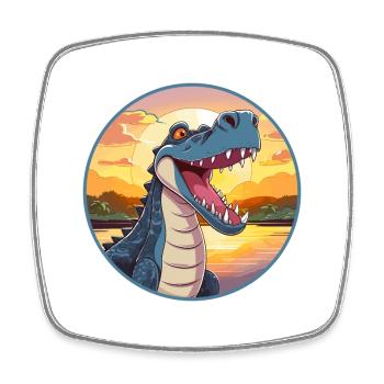 Crocodile Aquarelle Colorée Dessin Animé Kawaii Pet - Magnet carré - blanc - Devant