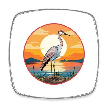 Crane Pet Aquarelle Colorée Dessin Animé Kawaii Pet - Magnet carré - blanc - Devant