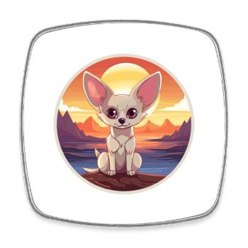 Fennec Fuchs Buntes Aquarell Cartoon Kawaii Haustier - Viereckiger Kühlschrankmagnet - Weiß - Vorne