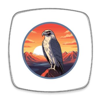 Falcon Colorful Watercolor Cartoon Kawaii Animal - Square fridge magnet - white - Front