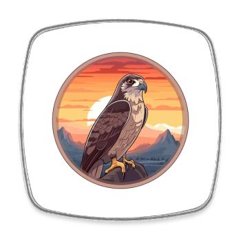 Faucon Aquarelle Colorée Dessin Animé Kawaii Animal - Magnet carré - blanc - Devant