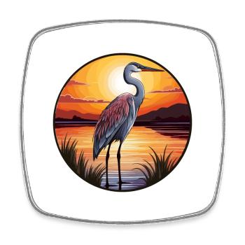 Heron Buntes Aquarell Cartoon Kawaii Tier - Viereckiger Kühlschrankmagnet - Weiß - Vorne