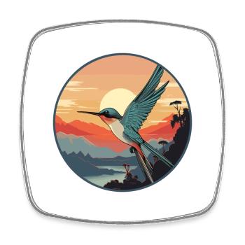 Colibri coloré aquarelle dessin animé kawaii animal de compagnie - Magnet carré - blanc - Devant