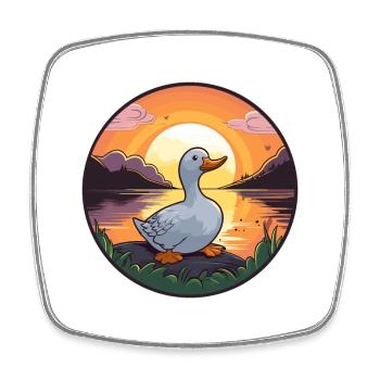 Ente buntes Aquarell Cartoon Kawaii Tier - Viereckiger Kühlschrankmagnet - Weiß - Vorne