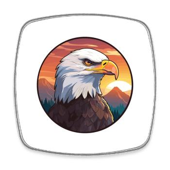 Eagle Colorful Watercolor Cartoon Kawaii Animal - Square fridge magnet - white - Front