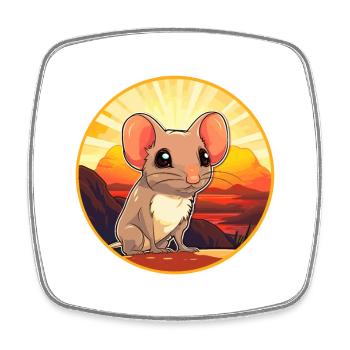 Elephant Shrew Colorful Watercolor Cartoon Kawaii - Square fridge magnet - white - Front