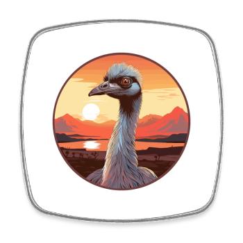 Emu Colorful Watercolor Cartoon Kawaii Animal - Square fridge magnet - white - Front