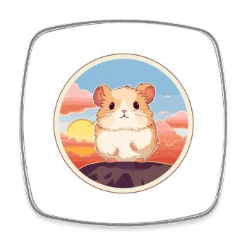 Hamster Colorful Watercolor Cartoon Kawaii Animal - Square fridge magnet - white - Front