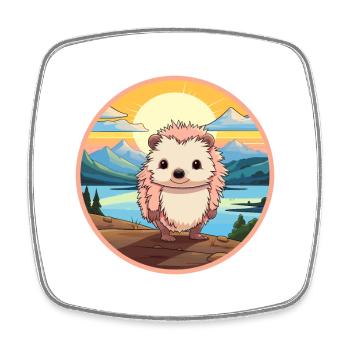 Igel Buntes Aquarell Cartoon Kawaii Tier - Viereckiger Kühlschrankmagnet - Weiß - Vorne
