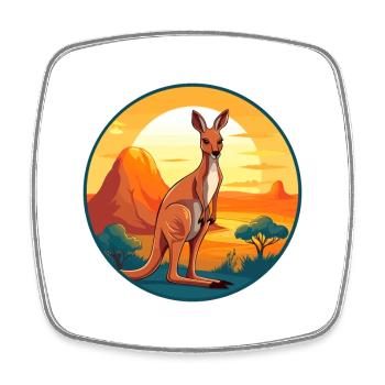 Kangourou Aquarelle Colorée Dessin Animé Kawaii Animal - Magnet carré - blanc - Devant