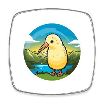 Kiwi Vogel Buntes Aquarell Cartoon Kawaii Haustier - Viereckiger Kühlschrankmagnet - Weiß - Vorne