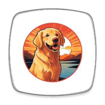 Golden Retriever Hund Bunte Aquarell-Karikatur - Viereckiger Kühlschrankmagnet - Weiß - Vorne