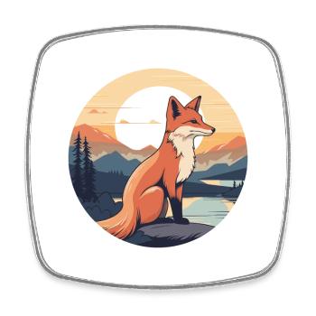 Fuchs Buntes Aquarell Cartoon Kawaii Tier - Viereckiger Kühlschrankmagnet - Weiß - Vorne