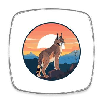 Luchs Buntes Aquarell Cartoon Kawaii Tier - Viereckiger Kühlschrankmagnet - Weiß - Vorne