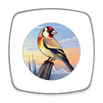 Stieglitz Bunte Aquarell-Karikatur Kawaii Haustier - Viereckiger Kühlschrankmagnet - Weiß - Vorne