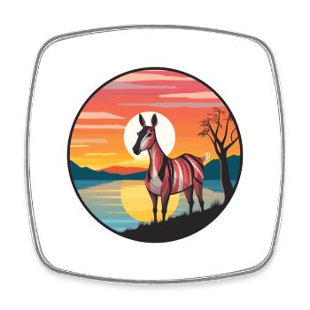 Okapi Colorful Watercolor Cartoon Kawaii Animal - Square fridge magnet - white - Front