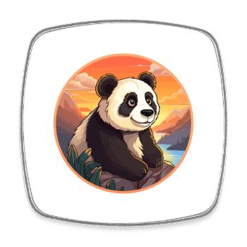 Panda Colorful Watercolor Cartoon Kawaii Animal - Square fridge magnet - white - Front
