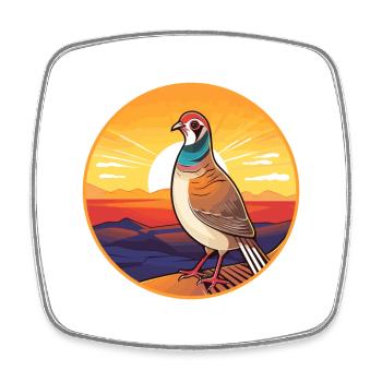 Perdrix coloré aquarelle dessin animé Kawaii animal de compagnie - Magnet carré - blanc - Devant