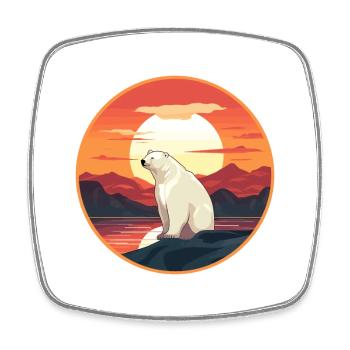 Ours polaire aquarelle colorée dessin animé kawaii animal de compagnie - Magnet carré - blanc - Devant