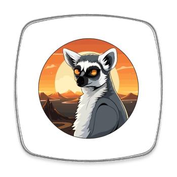 Lemur Colorful Watercolor Cartoon Kawaii Animal - Square fridge magnet - white - Front