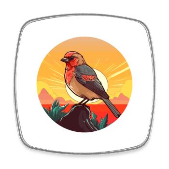 Finch Buntes Aquarell Cartoon Kawaii Tier - Viereckiger Kühlschrankmagnet - Weiß - Vorne