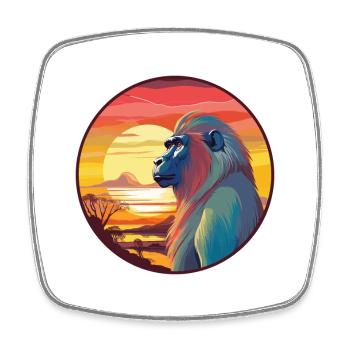 Mandrill Aquarelle Colorée Dessin Animé Kawaii Animal - Magnet carré - blanc - Devant
