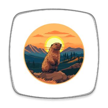 Und täglich grüßt das Murmeltier bunte Aquarell-Karikatur Kawaii Haustier - Viereckiger Kühlschrankmagnet - Weiß - Vorne