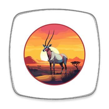 Oryx Aquarelle Colorée Dessin Animé Kawaii Animal - Magnet carré - blanc - Devant
