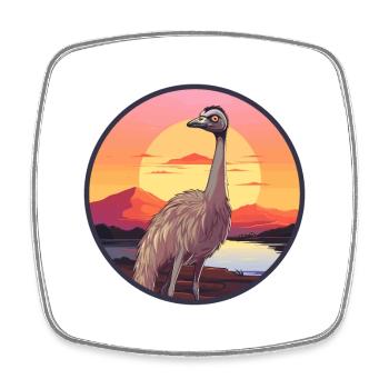 Ostrich Colorful Watercolor Cartoon Kawaii Animal - Square fridge magnet - white - Front