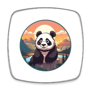 Panda Buntes Aquarell Cartoon Kawaii Tier - Viereckiger Kühlschrankmagnet - Weiß - Vorne