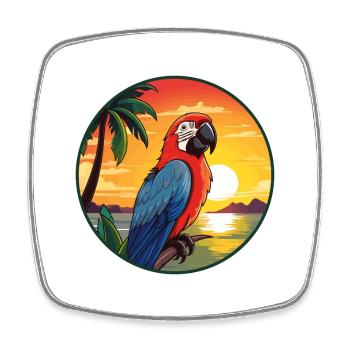 Papagei buntes Aquarell Cartoon Kawaii Tier - Viereckiger Kühlschrankmagnet - Weiß - Vorne