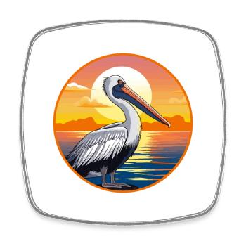 Pelikan Buntes Aquarell Cartoon Kawaii Tier - Viereckiger Kühlschrankmagnet - Weiß - Vorne