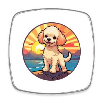 Pudel Hund Buntes Aquarell Cartoon Kawaii Haustier - Viereckiger Kühlschrankmagnet - Weiß - Vorne