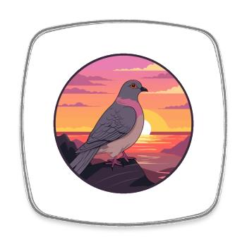 Taube buntes Aquarell Cartoon Kawaii Tier - Viereckiger Kühlschrankmagnet - Weiß - Vorne