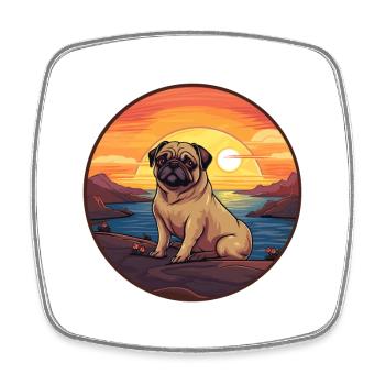 Mopshund buntes Aquarell Cartoon Kawaii Tier - Viereckiger Kühlschrankmagnet - Weiß - Vorne