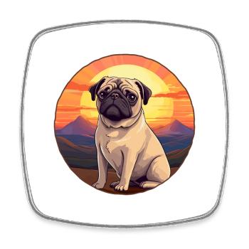 Mopshund buntes Aquarell Cartoon Kawaii Tier - Viereckiger Kühlschrankmagnet - Weiß - Vorne
