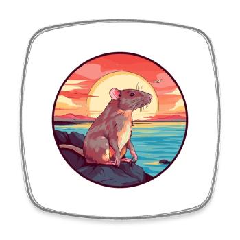 Ratte bunte Aquarell-Karikatur Kawaii-Tier - Viereckiger Kühlschrankmagnet - Weiß - Vorne