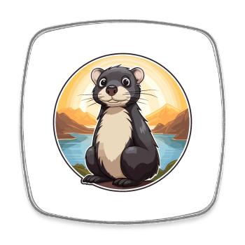 Skunk Aquarelle Colorée Dessin Animé Kawaii Animal - Magnet carré - blanc - Devant