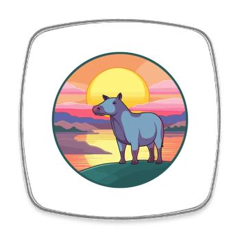 Tapir Buntes Aquarell Cartoon Kawaii Tier - Viereckiger Kühlschrankmagnet - Weiß - Vorne