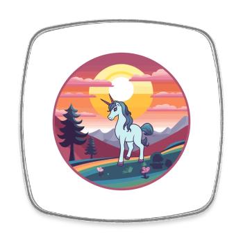 Unicorn Colorful Watercolor Cartoon Kawaii Animal - Square fridge magnet - white - Front