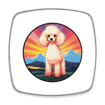 Pudel Hund Buntes Aquarell Cartoon Kawaii Haustier - Viereckiger Kühlschrankmagnet - Weiß - Vorne