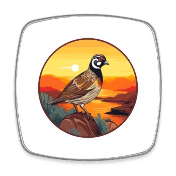 Quail Colorful Watercolor Cartoon Kawaii Animal - Square fridge magnet - white - Front