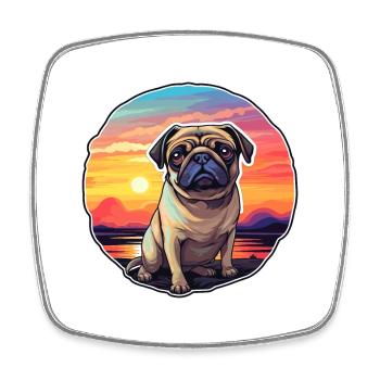 Mopshund buntes Aquarell Cartoon Kawaii Tier - Viereckiger Kühlschrankmagnet - Weiß - Vorne