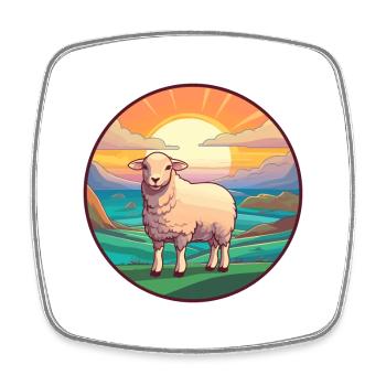 Schaf Buntes Aquarell Cartoon Kawaii Tier - Viereckiger Kühlschrankmagnet - Weiß - Vorne