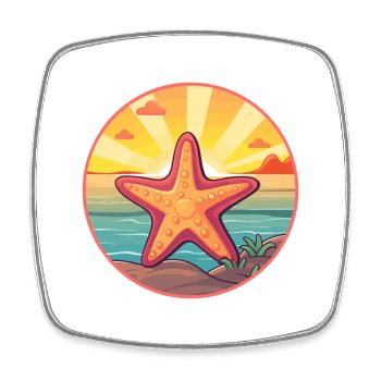 Seestern Buntes Aquarell Cartoon Kawaii Tier - Viereckiger Kühlschrankmagnet - Weiß - Vorne
