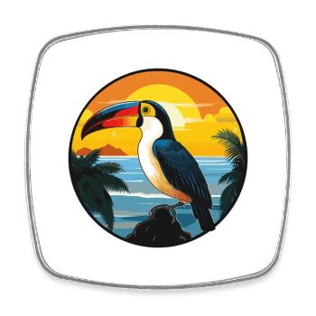 Toucan Colorful Watercolor Cartoon Kawaii Animal - Square fridge magnet - white - Front