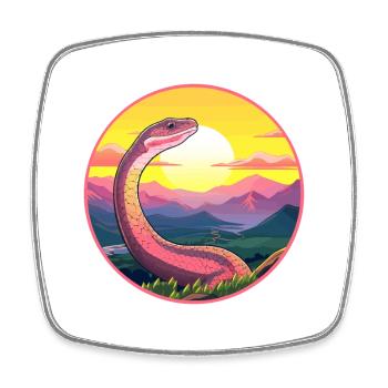 Snake Colorful Watercolor Cartoon Kawaii Animal - Square fridge magnet - white - Front
