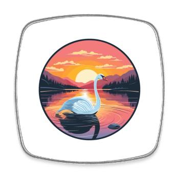Schwan buntes Aquarell Cartoon Kawaii Tier - Viereckiger Kühlschrankmagnet - Weiß - Vorne